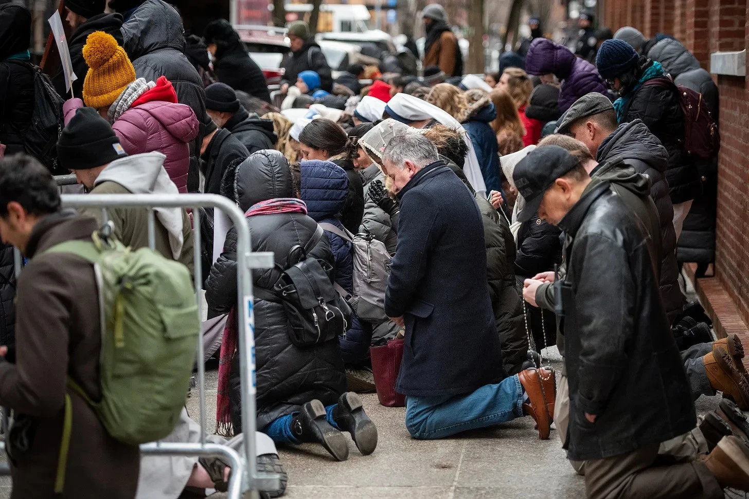 Hundreds of people gather to pray for the unborn in front of the Planned Parenthood facility on Bleecker Street in this undated photo. Credit: Jeffrey Bruno via the National Catholic Register