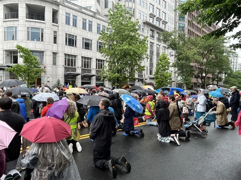 More than 1,000 Catholics attend a Eucharistic procession on May 18, 2024, in Washington, D.C., to celebrate the solemnity of St. Joseph. Tyler Arnold