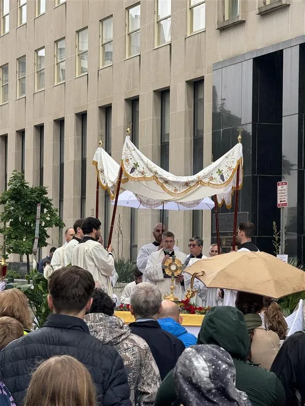 The Blessed Sacrament is seen at the Eucharistic procession in Washington, D.C., to celebrate the solemnity of St. Joseph on May 18, 2024. Credit: Christina Herrera