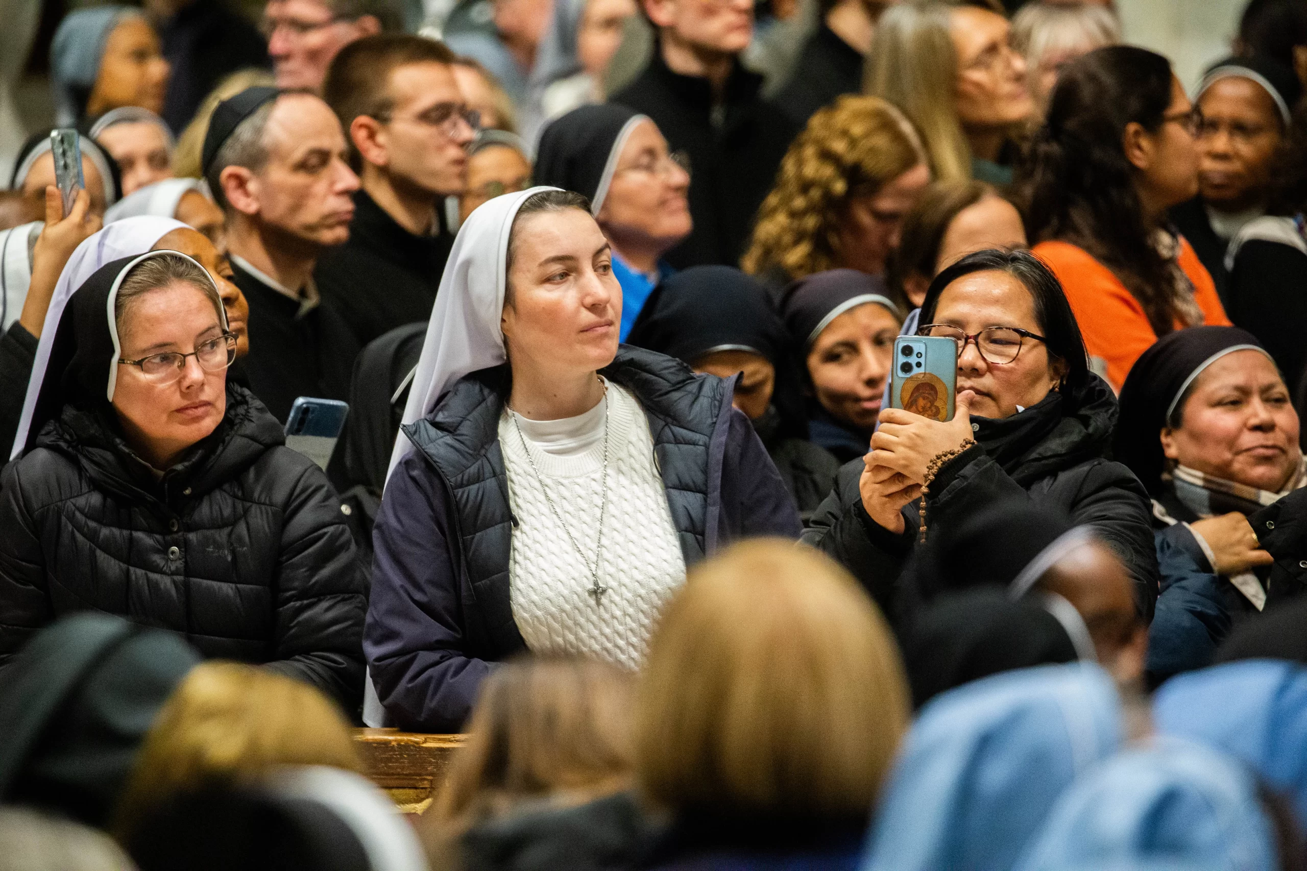 Religious sisters attend the celebration of first vespers on the eve of the World Day for Consecrated Life at St. Peter's Basilica on Feb. 1, 2025, at the Vatican. Credit: Anhelina Martsisheuskaya/CNA