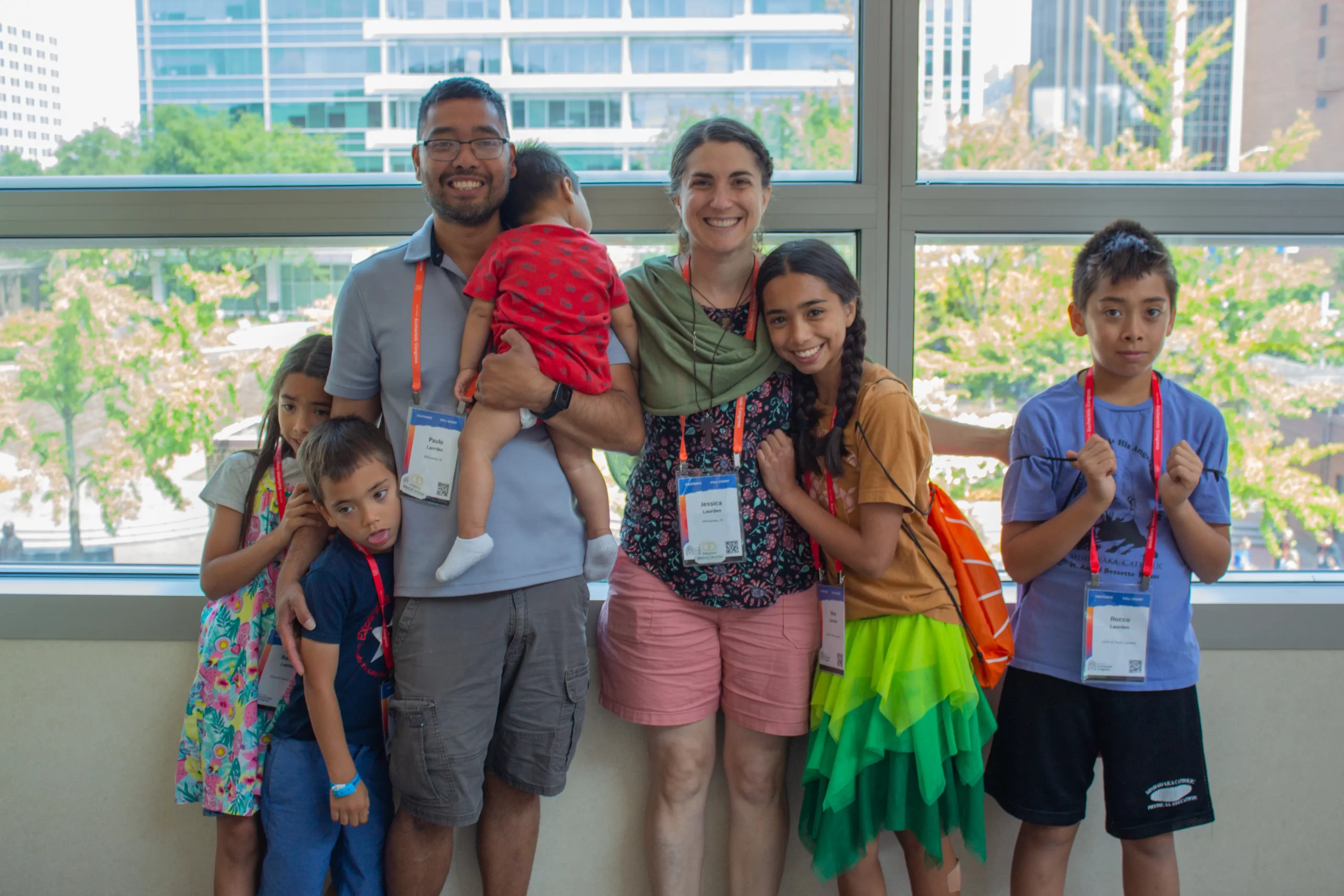 Paolo and Jessica Laorden, from Mishawaka, Indiana, brought their five children to the National Eucharistic Congress. Credit: Jonah McKeown/CNA