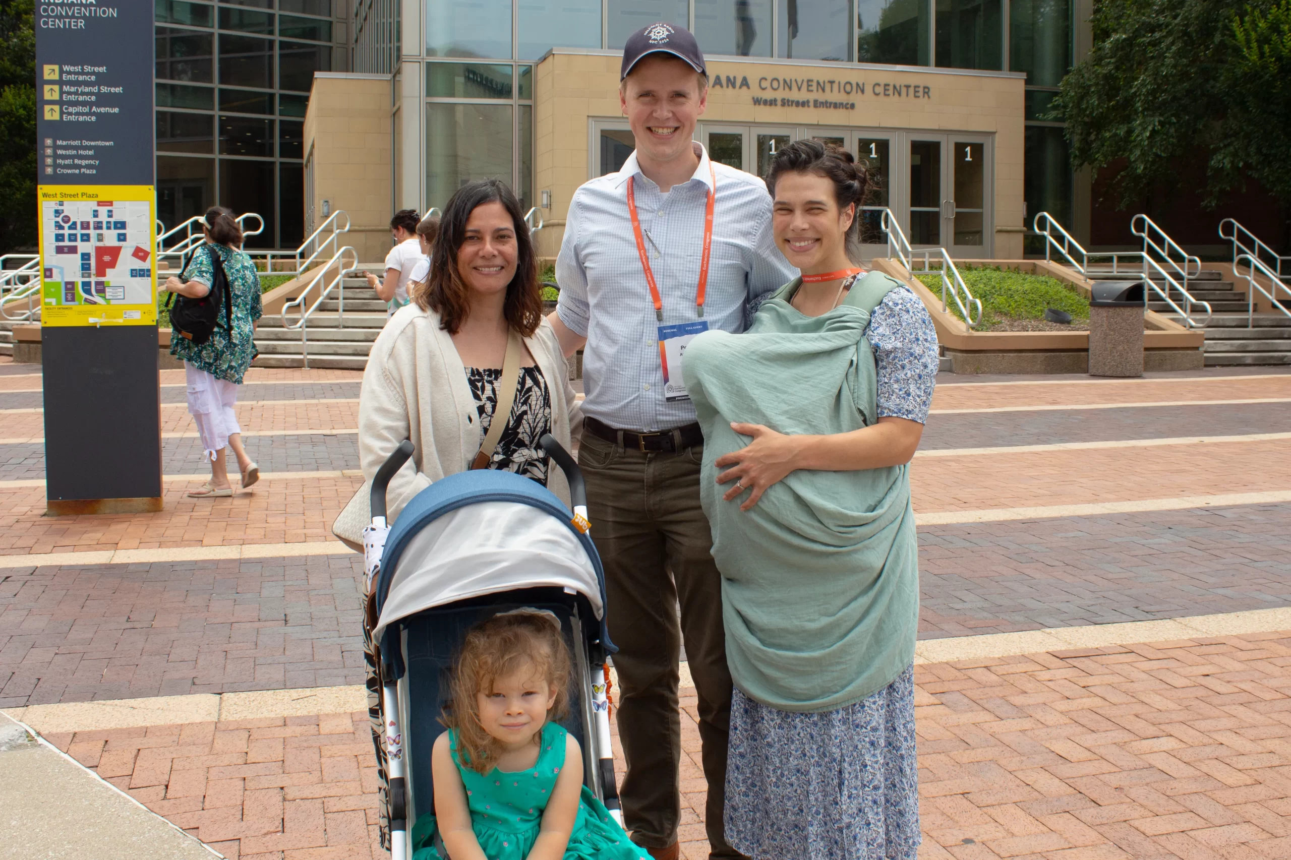 Peter and Naomi Atkinson, and Naomi's mother Marlin, came to the Eucharistic Congress from Chicago with their two young children. Credit: Jonah McKeown/CNA