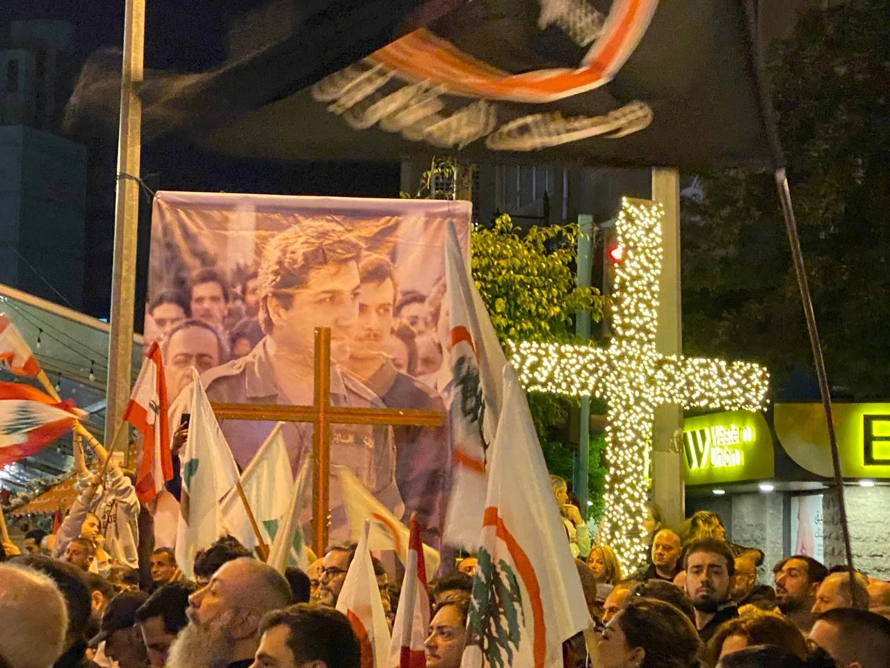 Lebanese Christians celebrate the fall of the Assad regime in Syria on Dec. 8, 2024. Credit: Mirella Mansour