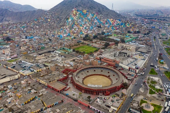 Aerial view of the Plaza de Acho, Lima's largest bullfighting ring. Credit: Jan Schneckenhaus/Shutterstock