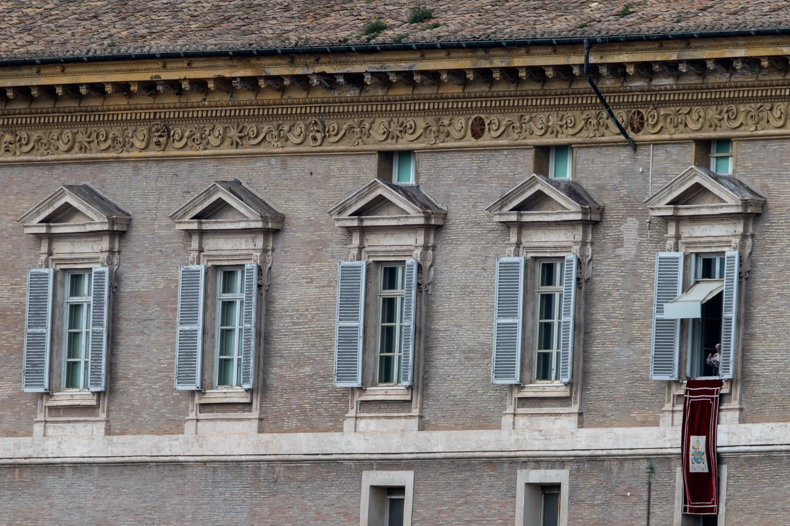 Pope Francis leads the Angelus prayer from a window overlooking St. Peter’s Square on Jan. 6, 2025, the solemnity of the Epiphany. Credit: Daniel Ibañez/CNA