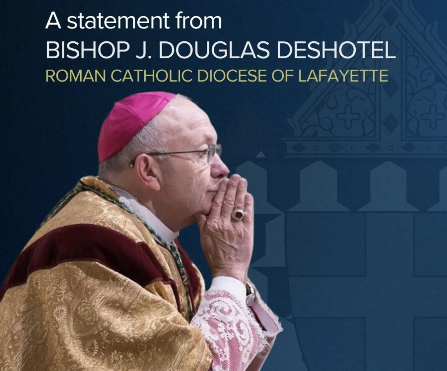 Lafayette, Louisiana Bishop J. Douglas Deshotel  credited the quick response of alert parishioners and the Abbeville Police Department for stopping the armed intruder. Credit: Diocese of Lafayette, Louisiana