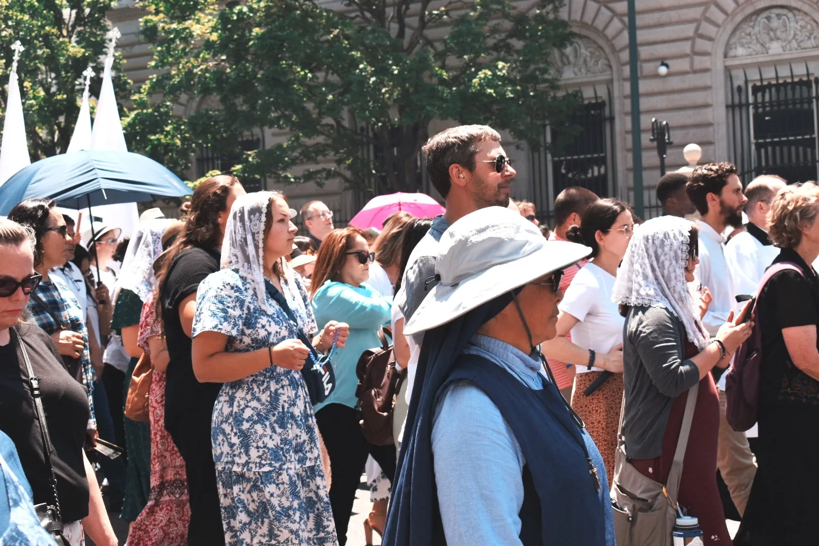 Sister Mary Rose Chinn attends a Eucharistic procession in downtown Denver that brought nearly 5,000 people on June 9, 2024. Credit: Kate Quiñones/CNA