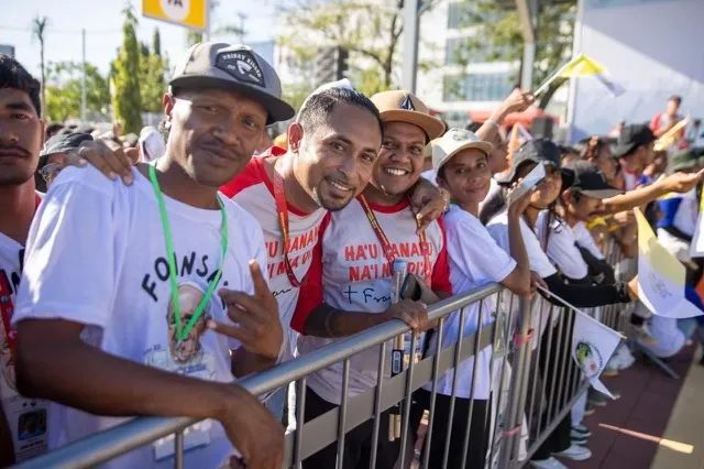 Young attendees gather to hear Pope Francis at the Dili Convention Center in East Timor, Wednesday, Sept. 11, 2024. Credit: Daniel Ibáñez/CNA