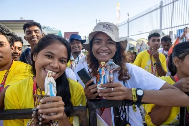 Young attendees gather to hear Pope Francis at the Dili Convention Center in East Timor, Wednesday, Sept. 11, 2024. Credit: Daniel Ibáñez/CNA