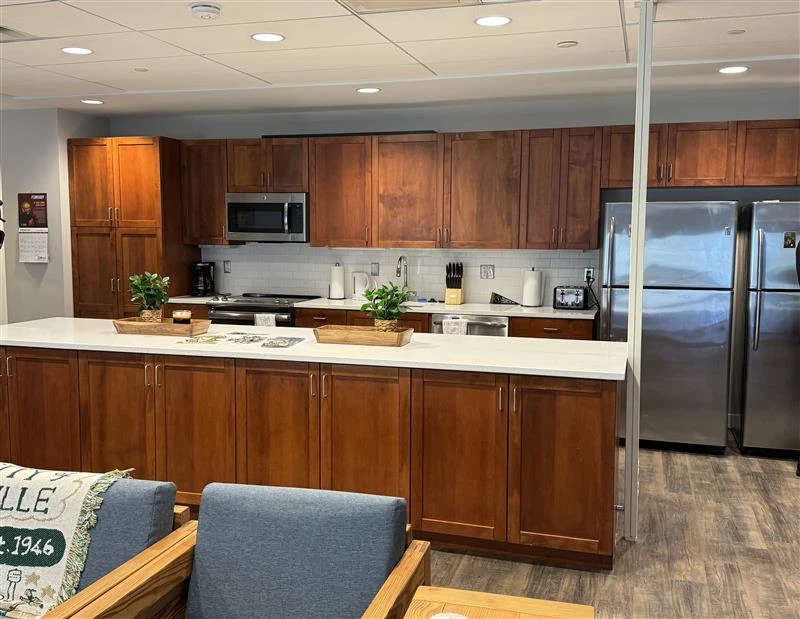 A kitchen for students and faculty at the Ward and Kathy Fitzgerald Franciscan University Homeland Mission (FUHM), which officially opened on Feb. 28, 2025, in Washington, D.C. Credit: Tessa Gervasini/CNA