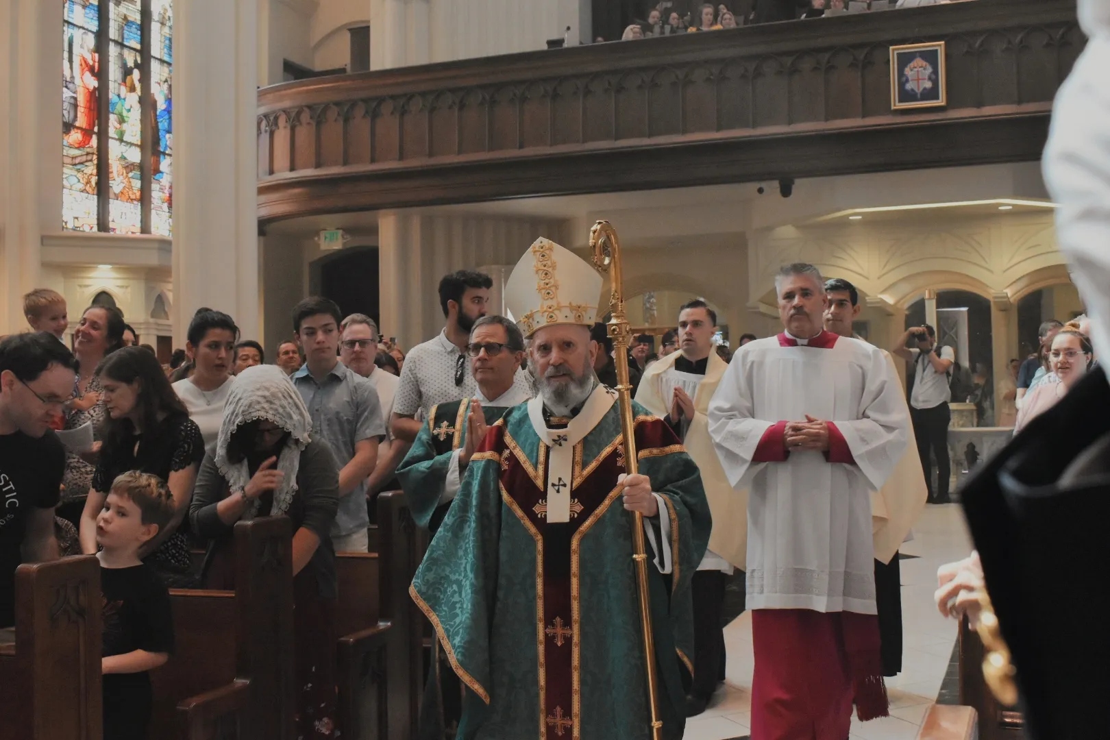 Archbishop Samuel Aquila processes into Mass at the Cathedral Basilica of the Immaculate Conception in Denver on June 9, 2024. Credit: Kate Quiñones/CNA