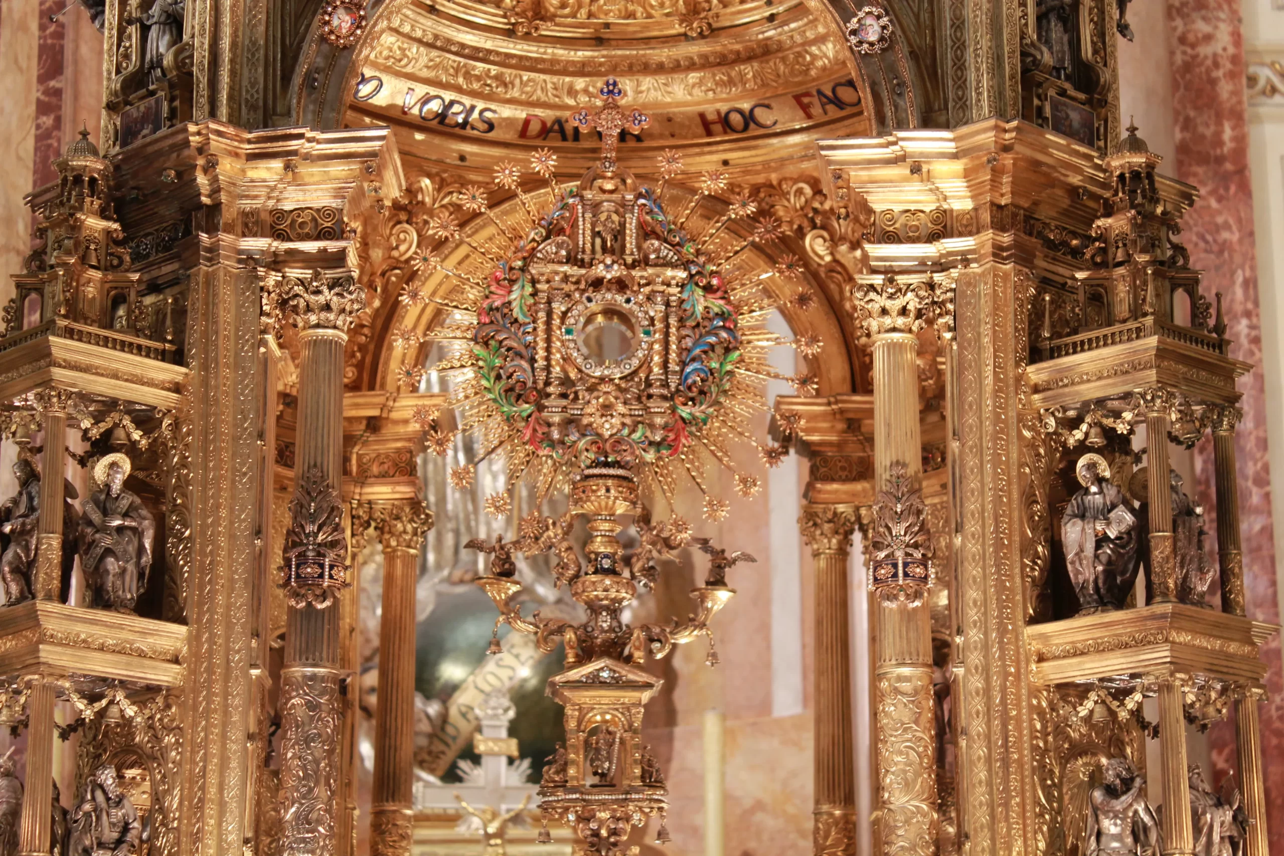 There are 159 sculptures adorning the monstrance used in the annual Corpus Christi procession in Valencia, Spain, including biblical scenes from the Old Testament up to the Good Shepherd and the risen Christ. The apostles and doctors of the Church adorn the host, and Eucharistic miracles are depicted. Saints particularly devoted to the Eucharist are part of the multitude of adorers, as is Pope Pius X, known as the "pope of the Eucharist" since he encouraged frequent reception of the sacrament and lowered the age for first Communion. June 2, 2024. Credit: Archivalencia/Catedral VLC