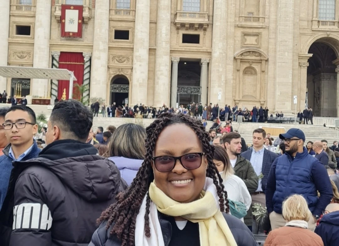 Immaculate Atieno is seen in St. Peter's Square in Vatican City. Credit: Photo courtesy of Immaculate Atieno