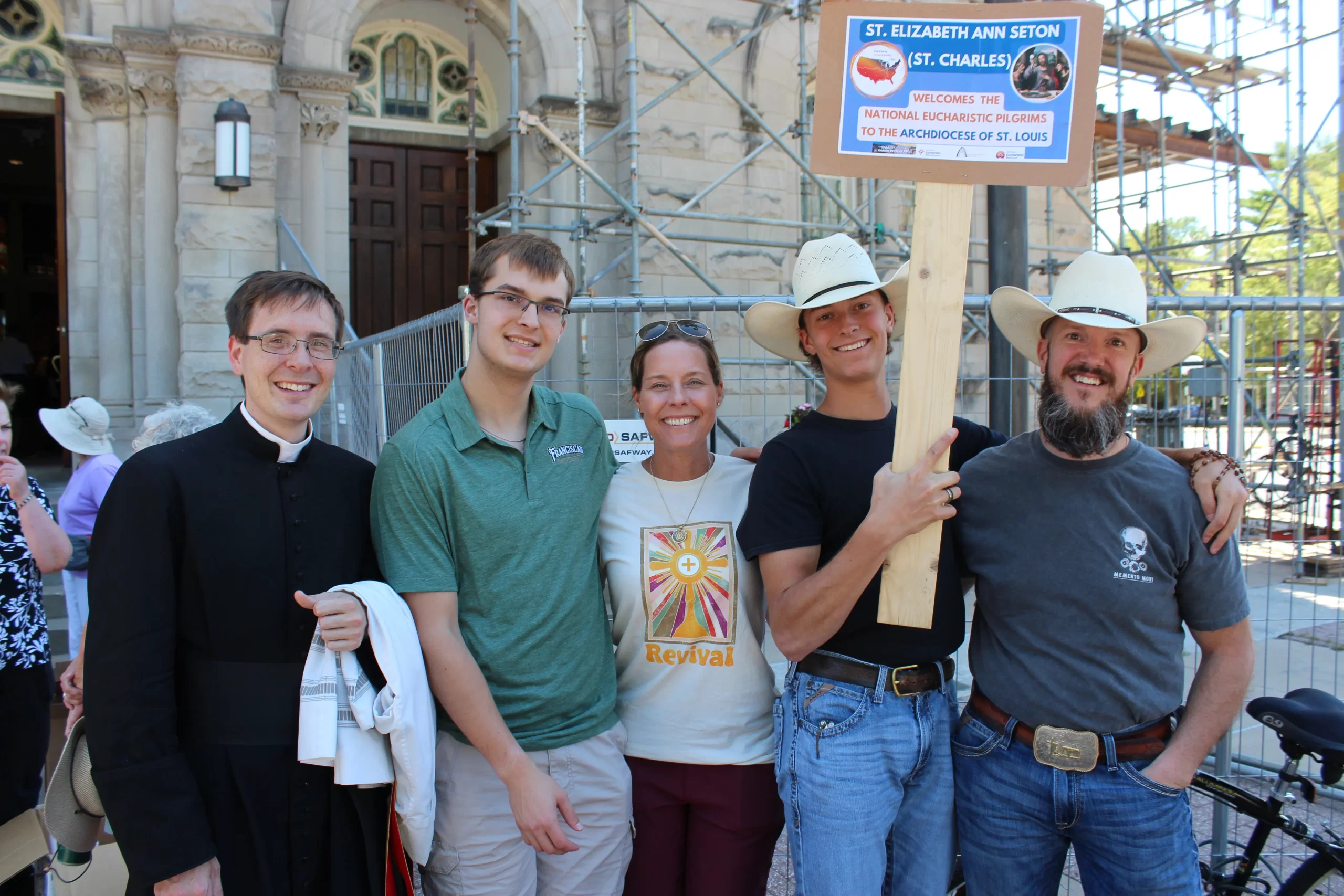 Father Stephen Schumacher and the Lytle family: Joseph, Kimberly, Matthew, and Jason. Credit: Jonah McKeown/CNA