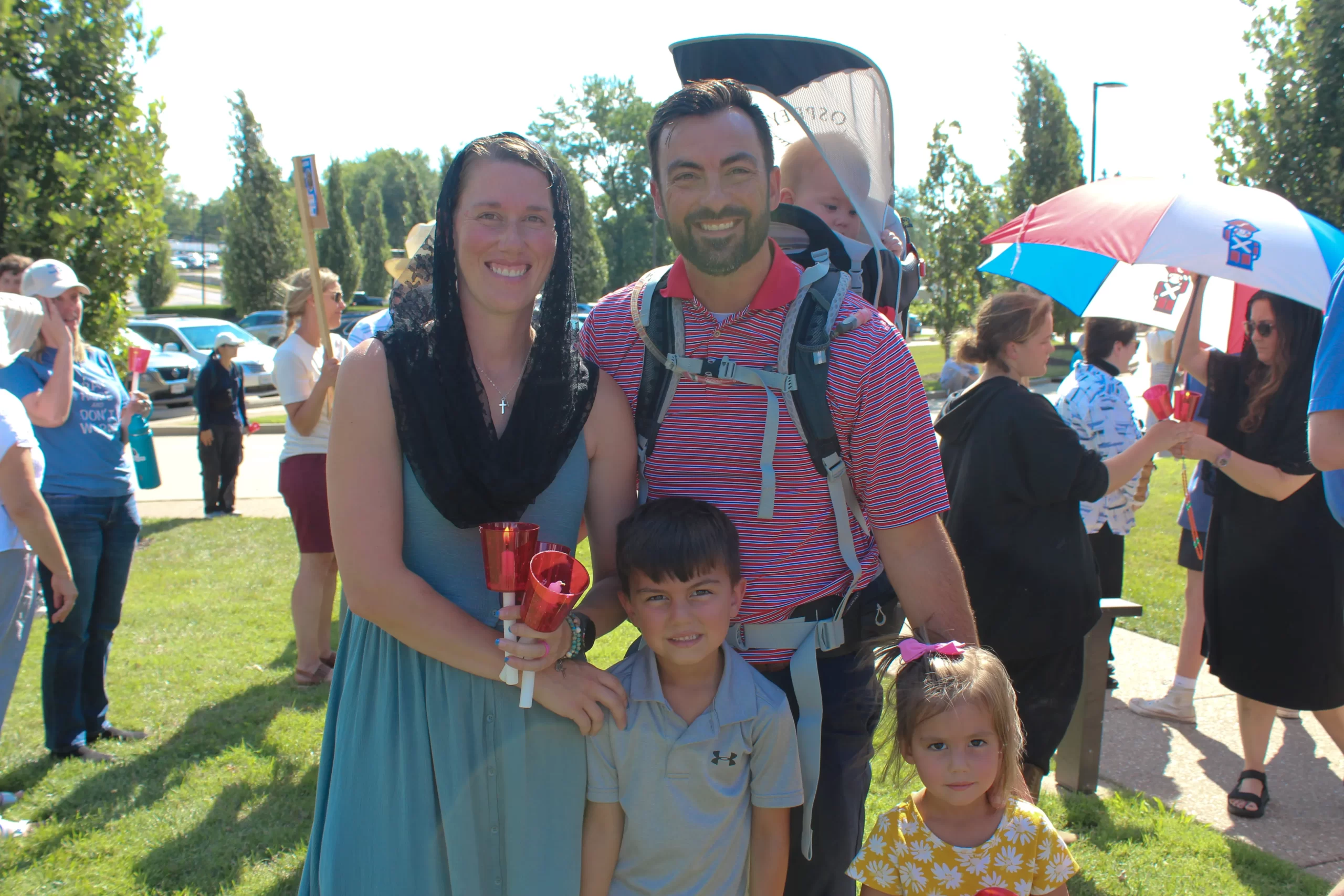 Brandon and Celie Gervais and their children. Credit: Jonah McKeown/CNA