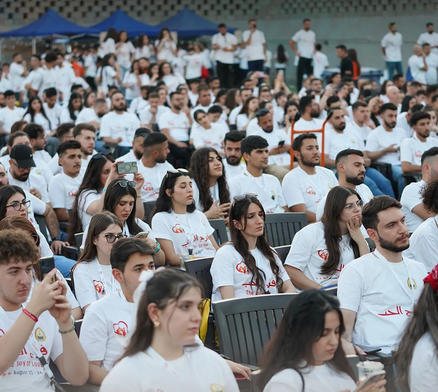 Young people gather at the seventh annual Ankawa Youth Gathering 2024 held Aug. 22–24, 2024, in Ankawa-Erbil, Iraq. The event was sponsored by the Chaldean Archdiocese of Erbil and its theme, "Joy of Love," was inspired by Pope Francis' apostolic exhortation on love within the family. Credit: Photo courtesy of Ankawa Youth Gathering 2024 Facebook page