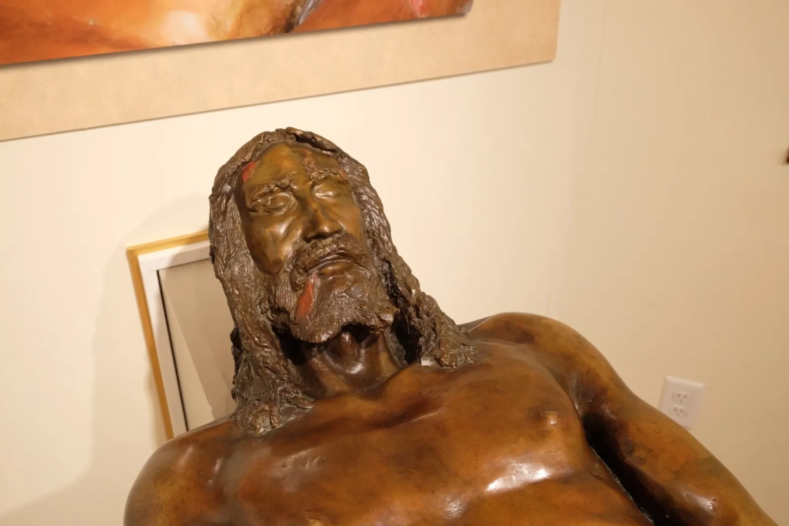 A close-up of the 3D bronze corpus of Jesus based on the Shroud of Turin. Credit: Martin Barillas