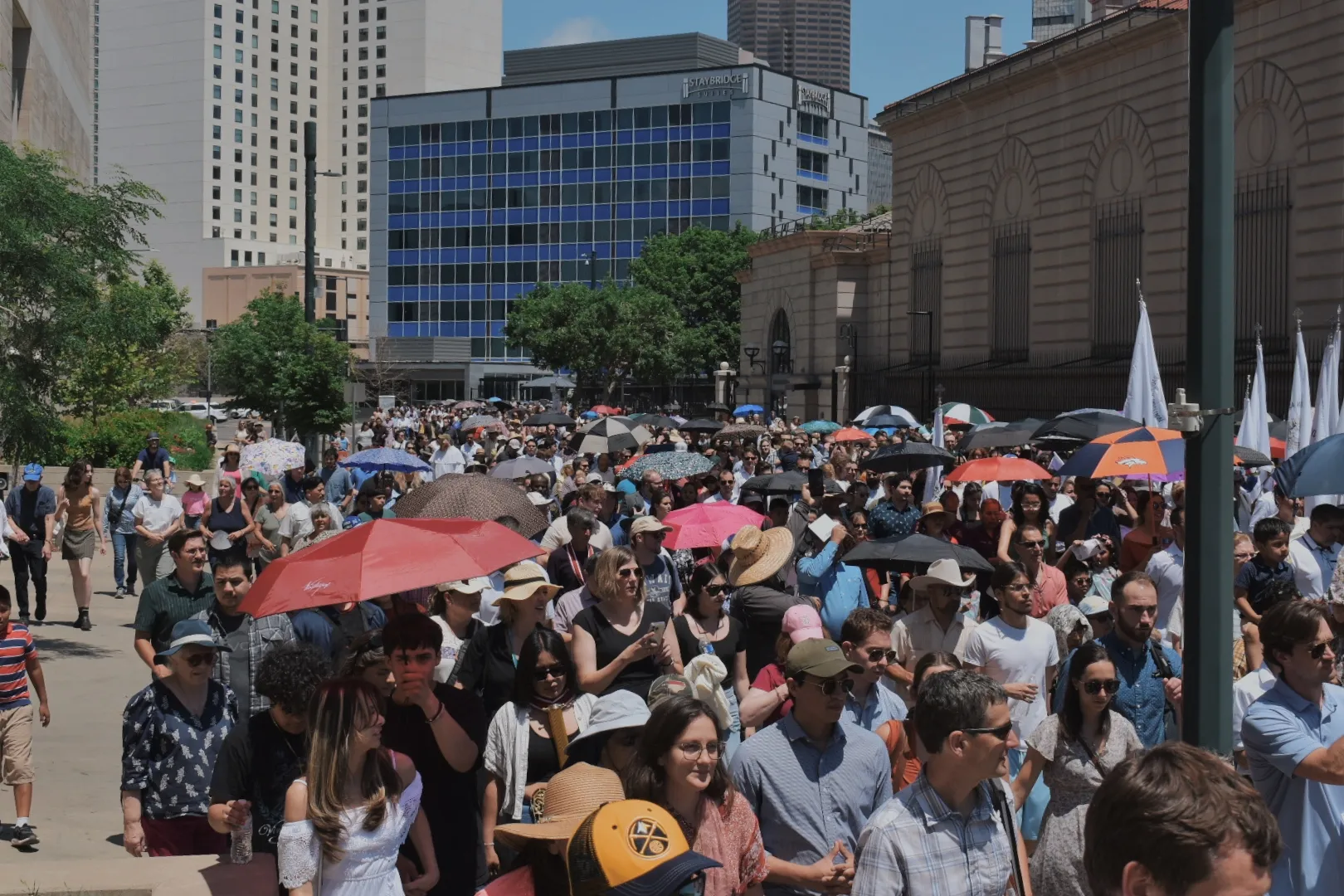 The National Eucharistic Pilgrimage holds a procession in Denver on June 9, 2024. Credit: Kate Quiñones/CNA