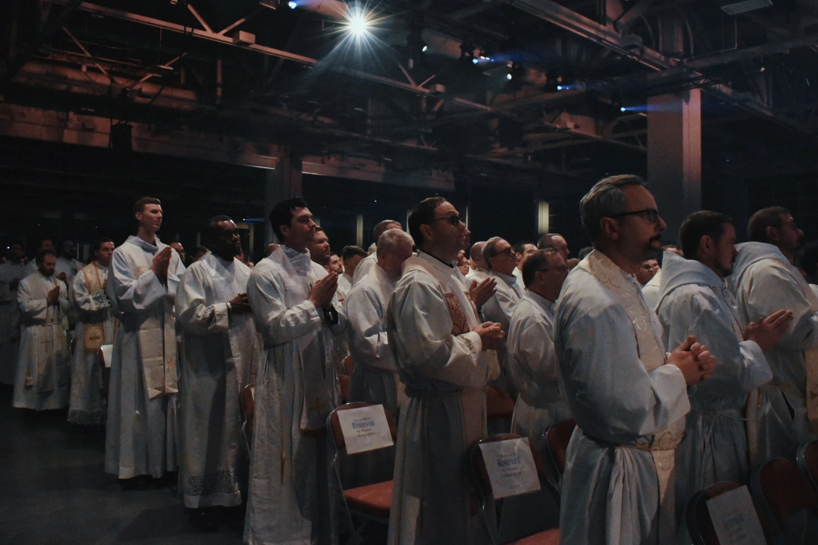 Over 100 priests and deacons gather for the opening Mass of SEEK 25 in Salt Lake City taking place Jan. 1–5, 2025. Credit: Kate Quinones/CNA