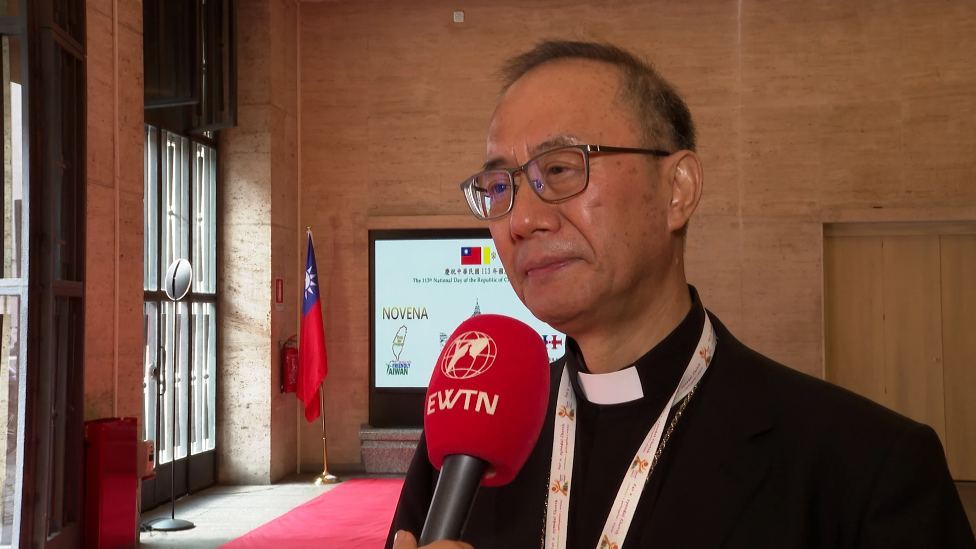 Bishop Norbert Pu speaks to CNA at the Vatican, Tuesday, Oct. 8, 2024. Credit: EWTN News