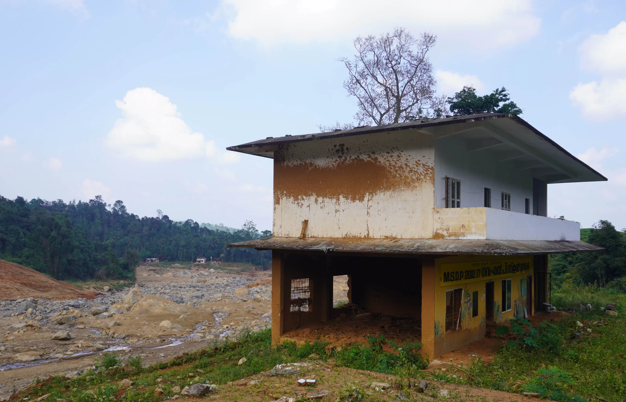 A high water mark is seen as evidence from recent floods in Kerala. Credit: Anto Akkara