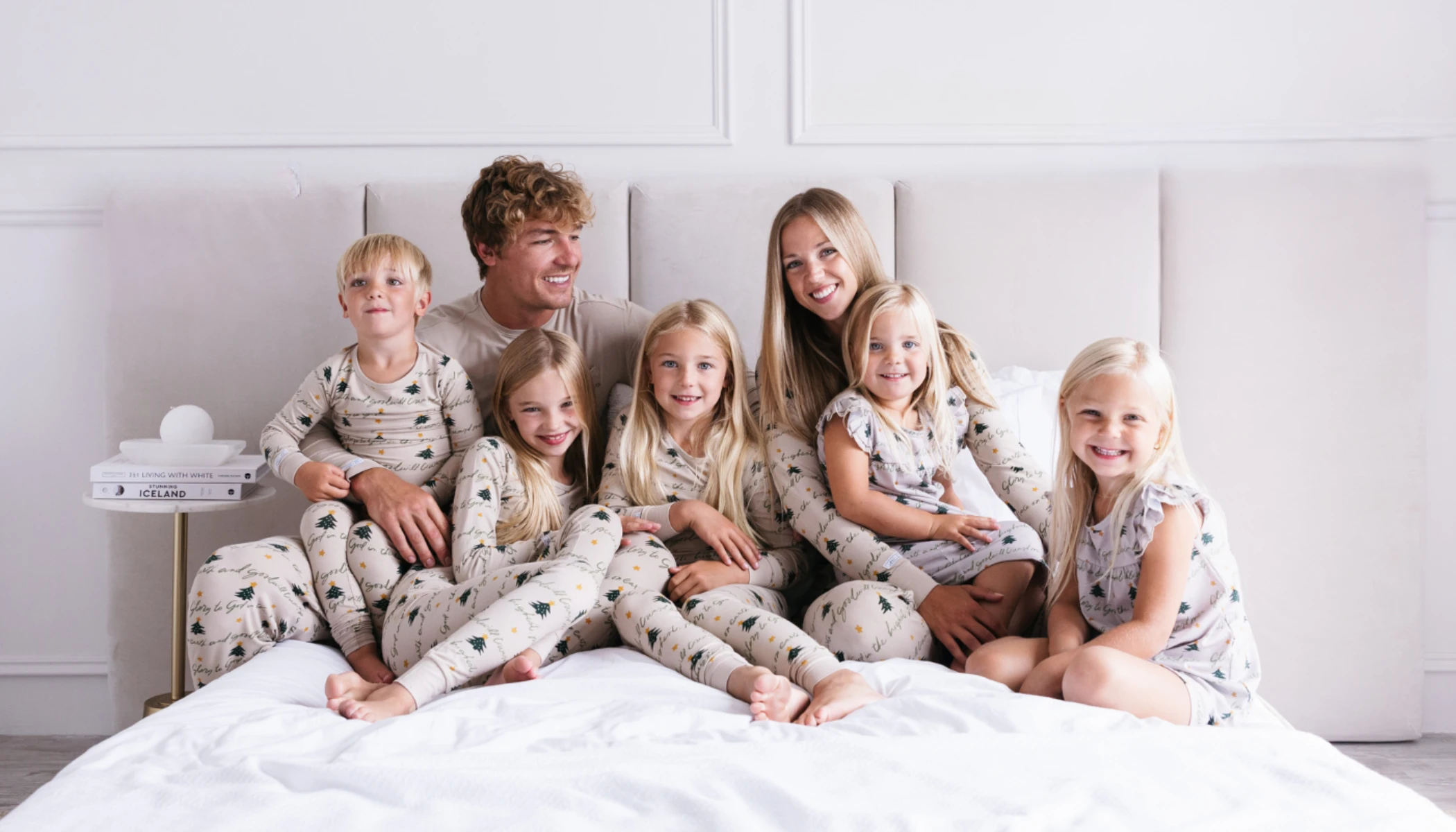 A set of matching family Christmas pajamas from Holy Pals. Credit: Holy Pals