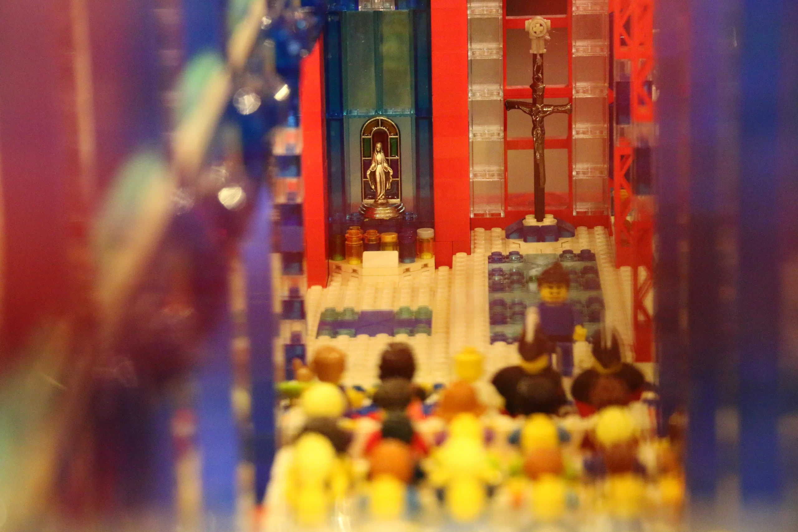 The interior of one of John Kraemer's Lego churches. Credit: Photo courtesy of John Kraemer