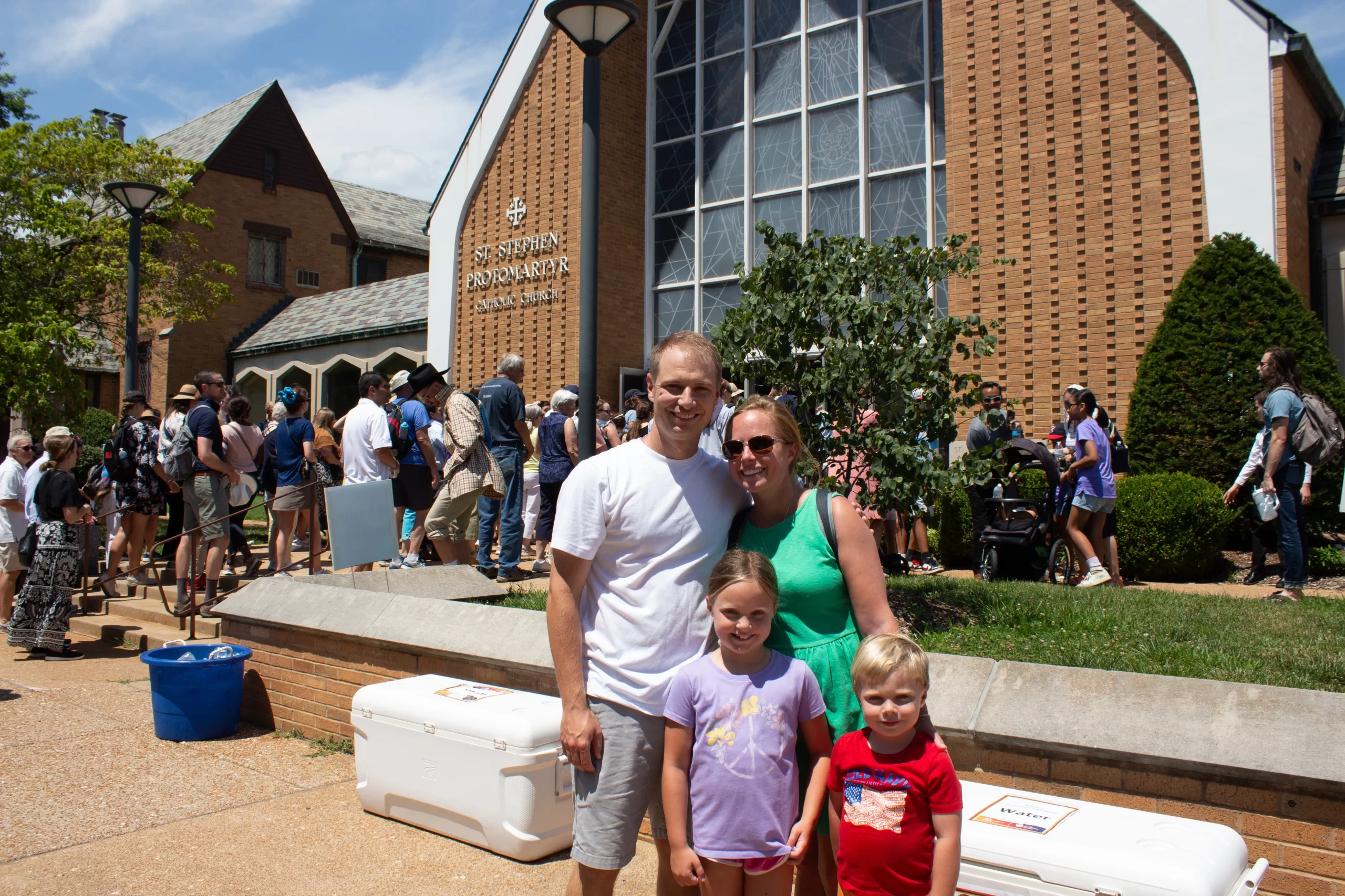 Silvio and Ellen Flaim and their children at the end of the Eucharistic Procession in St. Louis. Credit: Jonah McKeown/CNA