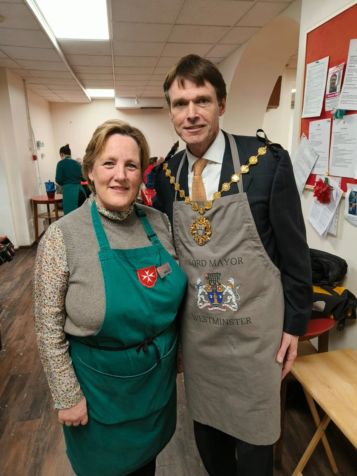 Westminster Lord Mayor Robert Rigby and Companions Café London coordinator Kate Mackenzie at the Companions Café on Jan 16, 2025. Credit: Photo courtesy of Westminster City Council