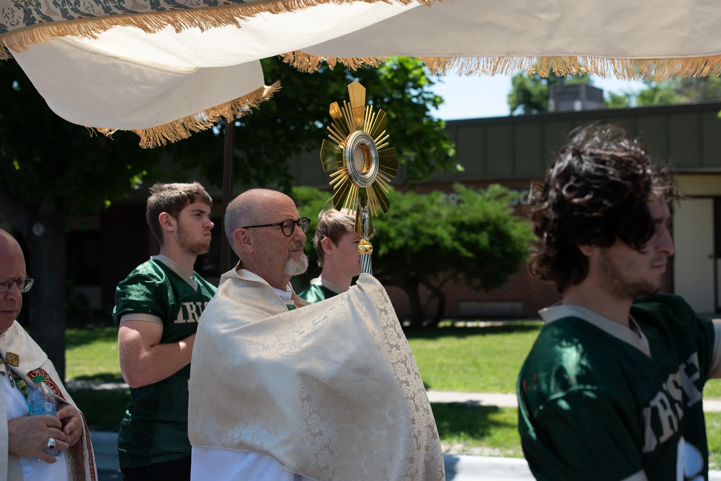 Bishop James Conley of Lincoln carries the Eucharist through Nebraska. Credit: Jeffrey Bruno