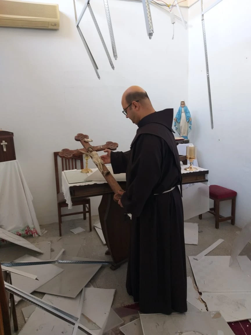 On Sunday, Dec. 1, 2024, the Franciscan complex of the Terra Santa College in Aleppo was hit by a strike. No casualties were reported. Credit: Custody of the Holy Land