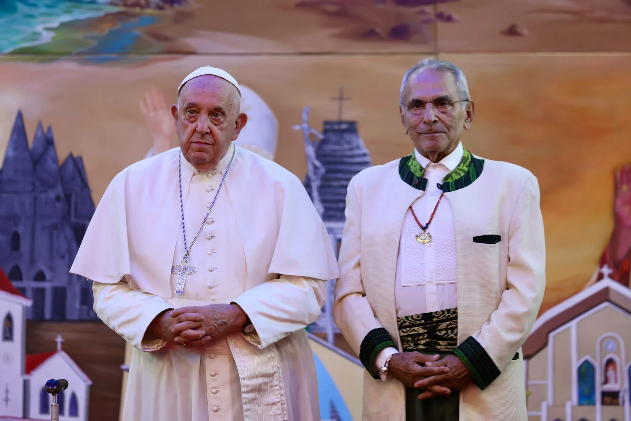 Pope Francis meets with East Timor’s President José Manuel Ramos-Horta, a Nobel Peace Prize laureate and a prominent figure in East Timor’s struggle for independence, at the Presidential Palace in Dili, the country’s capital, on Sept. 9, 2024. Ramos-Horta describes his country as “the second most Catholic country after Vatican City.”. Credit: Daniel Ibañez/CNA