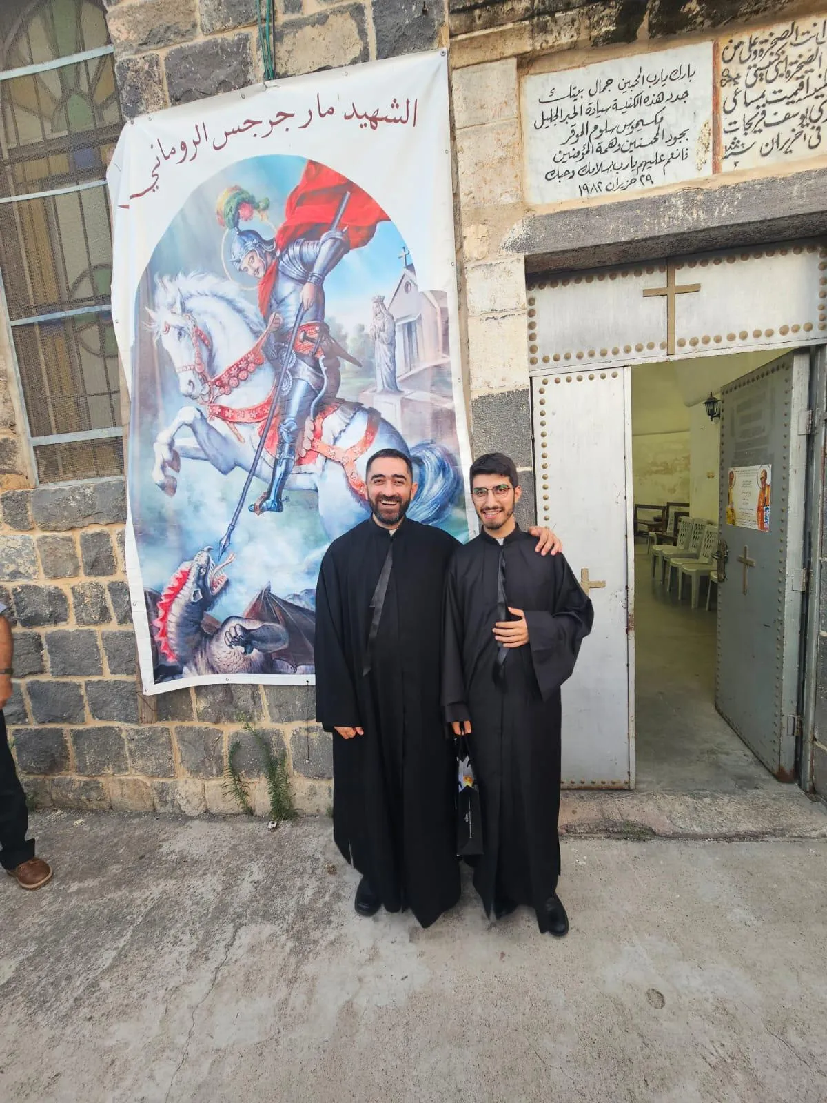 Father Rody Noura, on the left, with Father Giovanni Bovi, a recently ordained priest serving in the Maronite Church, outside the church in Tiberias. Noura was 13 years old when he fled from Lebanon to Israel. “I wondered: why did all this happen to me? I’m just a child. I wanted to escape from this world; I had lost trust in everyone, even myself.” Then came an encounter with the Neocatechumenal Way and the message that “God exists and loves me as I am. It was the answer I was looking for. It restored my hope.”. Courtesy of Father Rody Noura