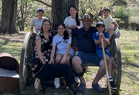 Dany Elachi, a Sydney father who advocated for Australia's social media ban, and his family. Credit: Photo courtesy of Dany Elachi