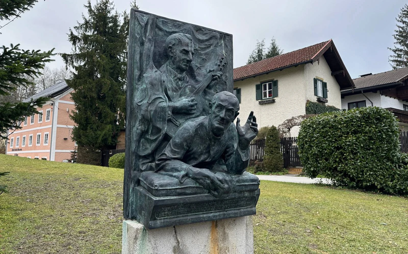 A monument to composers Father Joseph Mohr and Franz Xaver Gruber in Oberndorf, Austria. Credit: Rudolf Gehrig/EWTN News