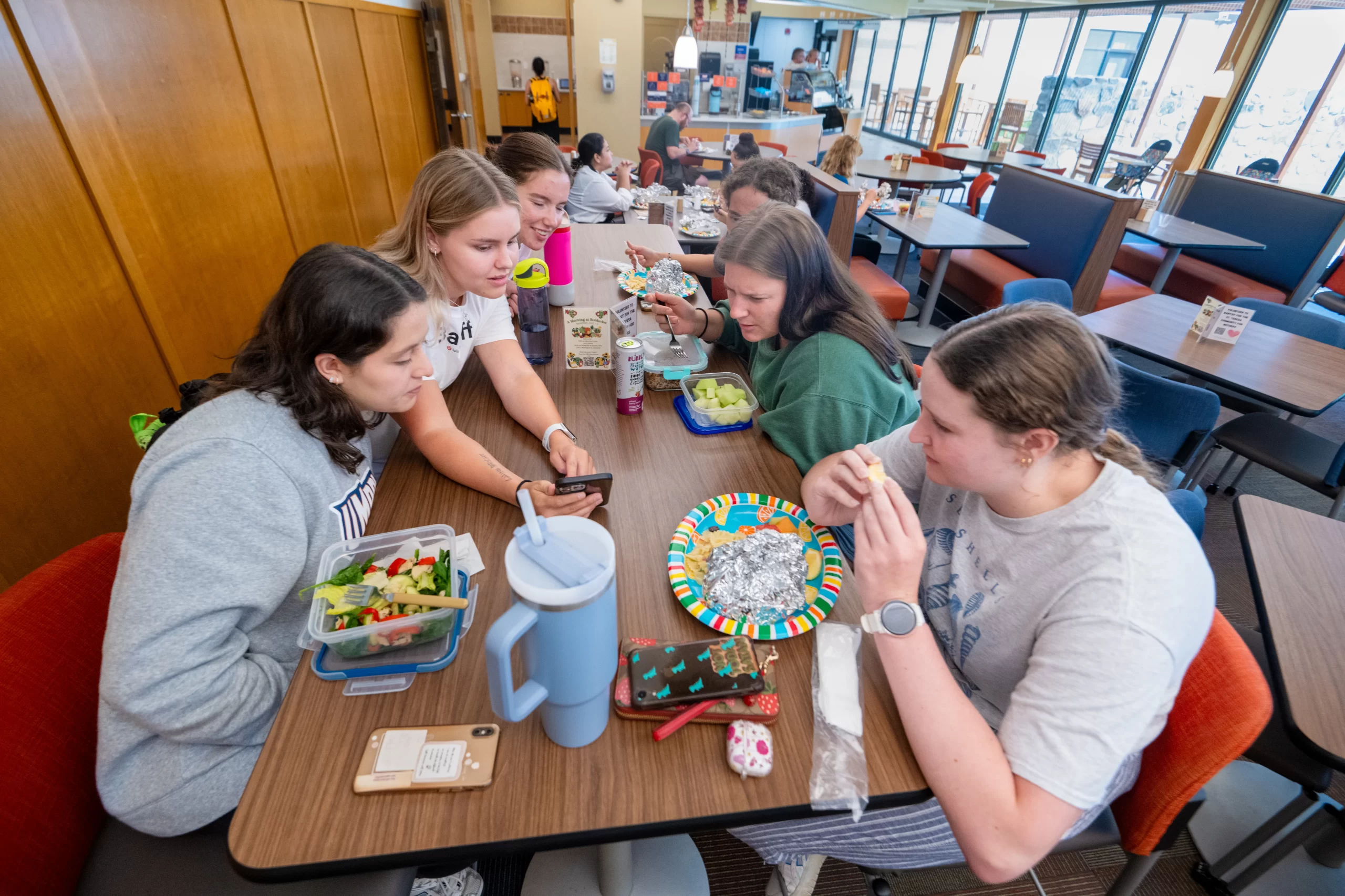 University of Mary SURVE students enjoy one another’s company during lunch following daily Mass. Credit: Mike McCleary/University of Mary